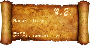 Marek Elemér névjegykártya